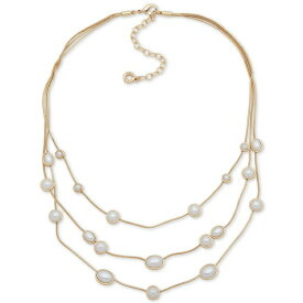 アンクライン レディース ネックレス・チョーカー・ペンダントトップ アクセサリー Stone Embellished Layered Necklace, 15-1/4" + 3" extender Pearl