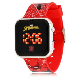 マーベル レディース 腕時計 アクセサリー Children's Spiderman Light Emitting Diode Red Silicone Strap Watch 32mm Red