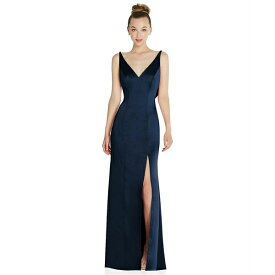 アフターシックス レディース ワンピース トップス Draped Cowl-Back Princess Line Dress with Front Slit Midnight navy