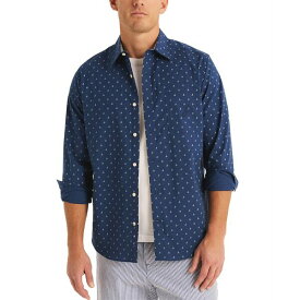 ナウティカ メンズ シャツ トップス Men's Classic-Fit Sailboat Print Long Sleeve Shirt Estate Blue