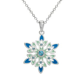 ディズニー レディース ネックレス・チョーカー・ペンダントトップ アクセサリー Frozen Silver Plated Blue Crystal Snowflake Pendant Necklace, 18" Silver tone, blue