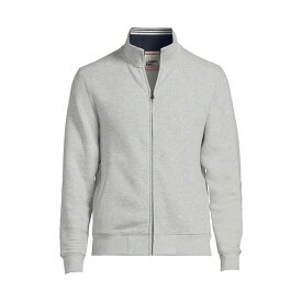 ランズエンド メンズ パーカー・スウェットシャツ アウター Men's Long Sleeve Serious Sweatshirt Mock Full Zip Gray heather