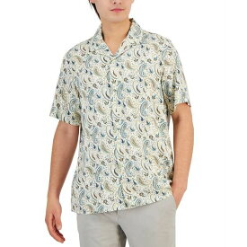 クラブルーム メンズ シャツ トップス Men's Tonno Short-Sleeve Paisley Button-Front Camp Shirt, Created for Macy's Bright White