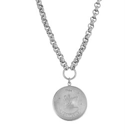 2028 レディース ネックレス・チョーカー・ペンダントトップ アクセサリー Women's Round Sagitarius Pendant Necklace Silver-tone