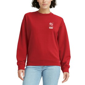 リーバイス レディース ニット&セーター アウター Women's Comfy Logo Fleece Crewneck Sweatshirt Script Red