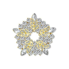 ブリング レディース ピアス＆イヤリング アクセサリー Large Two Tone Golden Crystal Fashion Holiday Circle Wreath Scarf Brooch Pin For Women Wedding Gold Silver Plated Gold tone