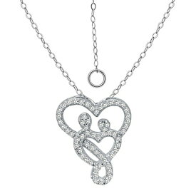 ジャニ ベルニーニ レディース ネックレス・チョーカー・ペンダントトップ アクセサリー Cubic Zirconia Intertwined Mom & Child Heart Pendant Necklace in Sterling Silver, 16" + 2" extender, Created for Macy's Silver