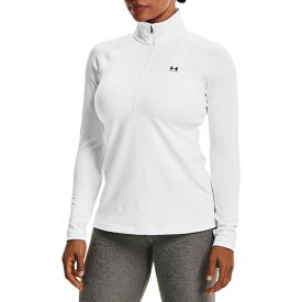 アンダーアーマー レディース シャツ トップス Under Armour Women's UA Authentics ColdGear Zip Top White