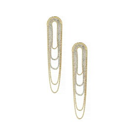 エティカ レディース ピアス＆イヤリング アクセサリー Crystal and Looped Chain Earrings in 18K Gold Plating Gold