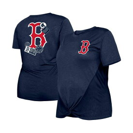 ニューエラ レディース Tシャツ トップス Women's Navy Boston Red Sox Plus Size Two-Hit Front Knot T-shirt Navy
