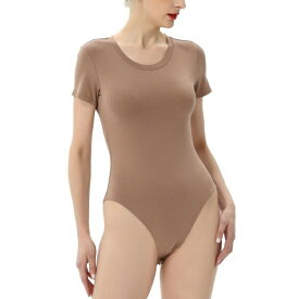 キミ アンド カイ レディース カットソー トップス Women's Round Neck Basic Bodysuit Top Mocha