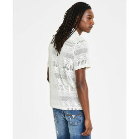 ゲス メンズ ポロシャツ トップス Men's Short-Sleeve Geometric Crochet-Knit Shirt Tan