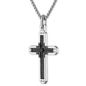 ブロバ レディース 腕時計 アクセサリー Sterling Silver Black Diamond Cross Pendant Necklace, 24" + 2" extender Silver Tone