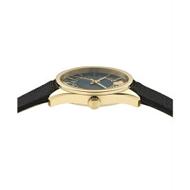 ヴェルサーチ レディース 腕時計 アクセサリー Women's Black Grosgrain Strap Watch 36mm Gold