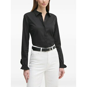 ���X ���b�V�� ���f�B�[�X �V���c �g�b�v�X Mmmattie ruffled-cuff shirt Black