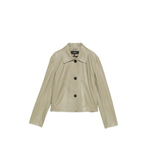 �A���} ���f�B�[�X �W���P�b�g���u���]�� �A�E�^�[ Boxy-fit leather jacket Green
