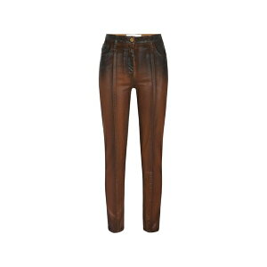 �G���U�x�X�t�����L ���f�B�[�X �f�j���p���c �{�g���X Cigarette jeans with laminated effect Brown