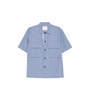 �T�J�C �����Y �V���c �g�b�v�X Striped-pattern short-sleeve shirt Blue