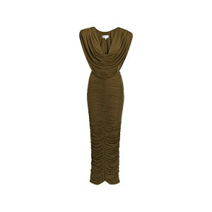 ���j�[�R�{ ���f�B�[�X �����s�[�X �g�b�v�X Parish cowl-neck ruched midi dress Green