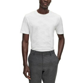 ヒューゴボス メンズ Tシャツ トップス Men's Jacquard-Woven Monograms T-shirt White