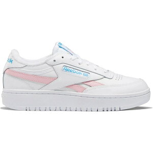 Reebok ���[�{�b�N ���f�B�[�X �X�j�[�J�[ �yReebok Club C Double Revenge White Pink Glow Radiant Aqua (Women's)�z �T�C�Y US_8.5(25.5cm) Footwear White/Pink Glow/Radiant Aqua