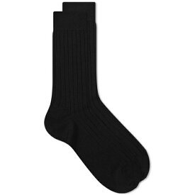 サンスペル メンズ 靴下 アンダーウェア Sunspel Rib Sock Black