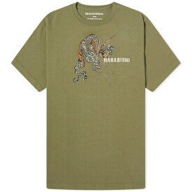 マハリシ メンズ Tシャツ トップス Maharishi Embroided Sue-Rye Dragon T-Shirt Green