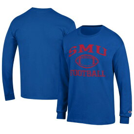 チャンピオン メンズ Tシャツ トップス SMU Mustangs Champion Football Jersey Long Sleeve TShirt Royal