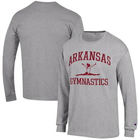 チャンピオン メンズ Tシャツ トップス Arkansas Razorbacks Champion Gymnastics Icon Long Sleeve TShirt Gray