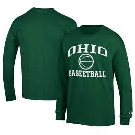 チャンピオン メンズ Tシャツ トップス Ohio Bobcats Champion Icon Logo Basketball Jersey Long Sleeve TShirt Green