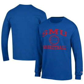 チャンピオン メンズ Tシャツ トップス SMU Mustangs Champion Icon Logo Basketball Jersey Long Sleeve TShirt Royal