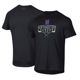 アンダーアーマー メンズ Tシャツ トップス Northwestern Wildcats Under Armour Lacrosse Icon Raglan Performance TShirt Black