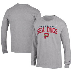 チャンピオン メンズ Tシャツ トップス Portland Sea Dogs Champion Jersey Long Sleeve TShirt Gray