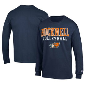 チャンピオン メンズ Tシャツ トップス Bucknell Bison Champion Stacked Logo Volleyball Jersey Long Sleeve TShirt Navy