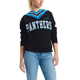 トミー ヒルフィガー レディース シャツ トップス Carolina Panthers Tommy Hilfiger Women's Heidi VNeck Pullover Sweatshirt Black