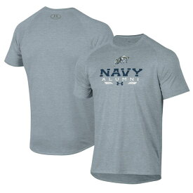 アンダーアーマー メンズ Tシャツ トップス Navy Midshipmen Under Armour Alumni Tech TShirt Gray