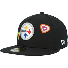 ニューエラ メンズ 帽子 アクセサリー Pittsburgh Steelers New Era Chain Stitch Heart 59FIFTY Fitted Hat Black