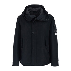 Xg[ACh Y WPbgu] AE^[ Black Jacket With Drawstring Hood And Logo Plaque On The Sleeve In Wool Blend Woman Black