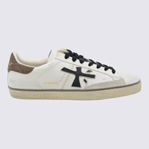 v~A[^ Y Xj[J[ V[Y White And Beige Leather Steven Sneakers -
