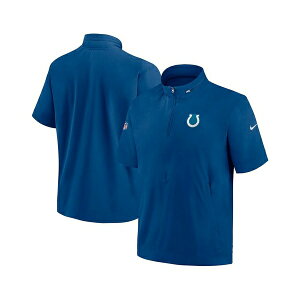 iCL Y p[J[EXEFbgVc AE^[ Men's Royal Indianapolis Colts Sideline Coach Short Sleeve Hoodie Quarter-Zip Jacket Royal