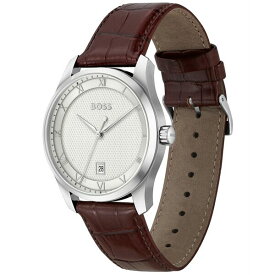 ボス レディース 腕時計 アクセサリー Men Principle Quartz Basic Calendar Brown Leather Watch 41mm Brown