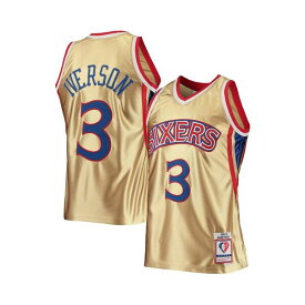 ミッチェル&ネス レディース Tシャツ トップス Men's Allen Iverson Gold Philadelphia 76ers 75th Anniversary 1996-97 Hardwood Classics Swingman Jersey Gold