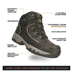 tbWEFA Y u[c V[Y Men's Frost line Hiker Waterproof Insulated Work Boots Black