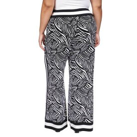 マイケルコース レディース カジュアルパンツ ボトムス Plus Size Zebra-Print Striped-Border Pants Black/white