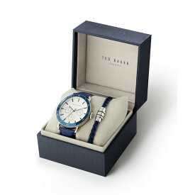 テッドベーカー レディース 腕時計 アクセサリー Men's Magarit Blue Leather Strap Watch 46mm and Bracelet Gift Set, 2 Pieces Blue