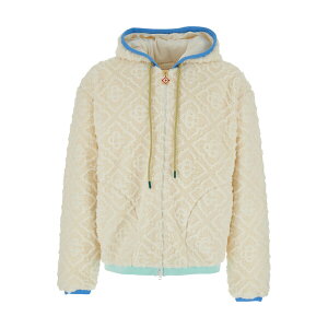 JTuJ Y WPbgu] AE^[ Beige Jacket With All-over Monogram And Fixed Hood In Fabric Man Beige