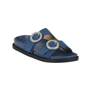 �W�[�V�[�V���[�Y ���f�B�[�X �T���_�� �V���[�Y Women's Jordyn Double Band Embellished Slide Footbed Sandals Denim