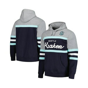 ~b`F&lX Y p[J[EXEFbgVc AE^[ Men's Deep Sea Blue, Gray Seattle Kraken Head Coach Pullover Hoodie Deep Sea Blue, Gray