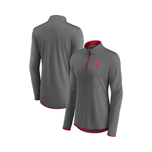 �t�@�i�e�B�N�X ���f�B�[�X �J�b�g�\�[ �g�b�v�X Women's Gray Oklahoma Sooners Corner Quarter-Zip Top Gray