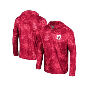 RVA Y p[J[EXEFbgVc AE^[ Men's Crimson Indiana Hoosiers Palms Printed Lightweight Quarter-Zip Hooded Top Crimson
